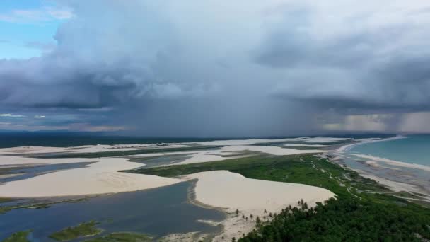 Жерикоакоара Сеара Бразилия Воздушный Ландшафт Тропических Пляжных Пейзажей Отдыха Назначения — стоковое видео