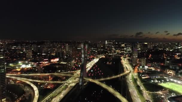 상파울루 시내의 Sao Paulo 브라질의 다운타운 밤에는 역사적 도시의 대도시 — 비디오
