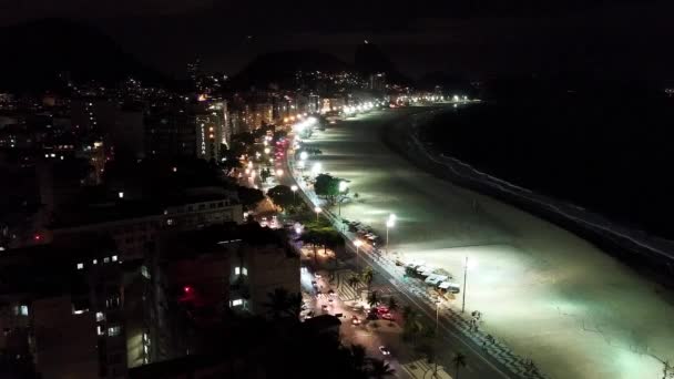 Spiaggia Notturno Timelapse Paesaggio Tropicale Destinazioni Viaggio Estive Spiaggia Copacabana — Video Stock