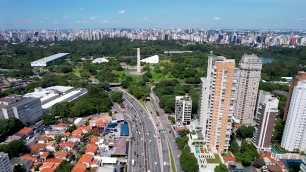 Ibirapuera Park Sao Paulo Brazíliában Lenyűgöző Táj Ibirapuera Park Trópusi — Stock videók