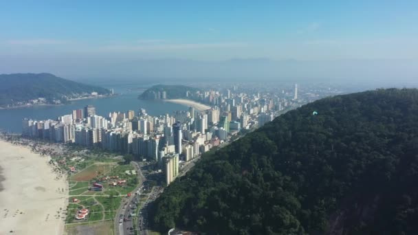 Luftaufnahme Der Küstenstadt Sao Vicente Bundesstaat Sao Paulo Brasilien Beliebtes — Stockvideo