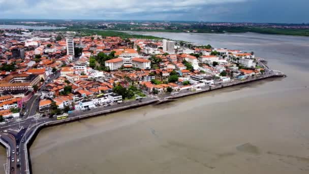 サンルイス マラナオ ブラジルのダウンタウン ブラジル北東部 マラナオの首都の歴史的な建物のパノラマの広い風景です 観光のランドマーク 目的地 — ストック動画
