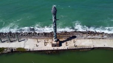 Recife State Pernambuco sahil şehrinin havadan görünüşü. Brezilya Kuzeydoğusu. Tropik bir manzara. Seyahat hedefi.