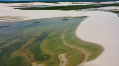Jericoacoara Ceara Brezilya. Brezilya 'nın Ceara eyaletindeki tatil gezileri için tropikal plaj manzarası. Seyahat varış noktası.