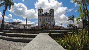 Salvador Bahia Brezilya şehir merkezindeki Bonfim kilisesi. Turizm kartpostalındaki tarihi binalar. Şehrin tarihsel merkezi. Seyahat güzergahı. Tatil gezisi.
