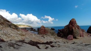 Zaman aşımı plajı. Tropik bir manzara. Yaz seyahatleri. Jericoacoara Ceara Brezilya.