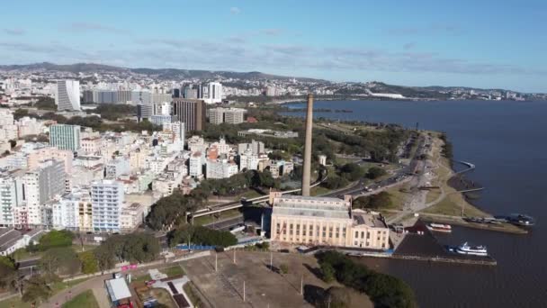 Porto Alegre Brazilië Braziliaanse Stad Skyline Mijlpaal Gebouwen Het Centrum — Stockvideo
