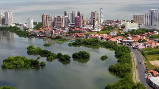 Panorama Amplio Paisaje Edificios Históricos Ciudad Capital Maranhao Centro Sao — Vídeos de Stock