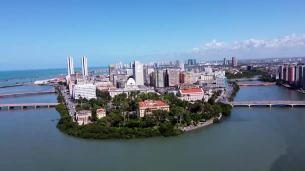 Aerial View Coast City Recife State Pernambuco Brazilian Northeast Tropical — Stock Video
