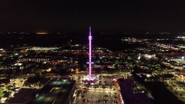 Paisaje Nocturno Atracción Iluminada Parque Atracciones Centro Orlando Florida Atracción — Vídeo de stock