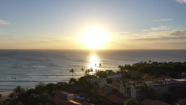 Barevný Západ Slunce Obloha Slavné Pláži Státu Jericoacoara Ceara Brazílie — Stock video