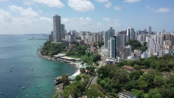 Paysage Urbain Salvador État Bahia Brésil Scène Tropicale Ville Touristique — Video