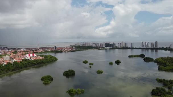 Panning Brett Landskap Historiska Byggnader Huvudstaden Maranhao Downtown Sao Luis — Stockvideo