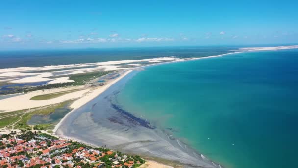 Jericoacoara Ceara Brazil Letecká Krajina Tropické Plážové Scenérie Pro Dovolenou — Stock video