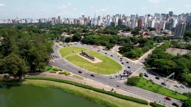 Monumento Bandeiras Perto Parque Ibirapuera Paisagem Urbana São Paulo Brasil — Vídeo de Stock
