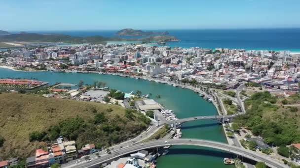 Rustige Landschap Van Kust Stad Meren Gebied Van Rio Janeiro — Stockvideo