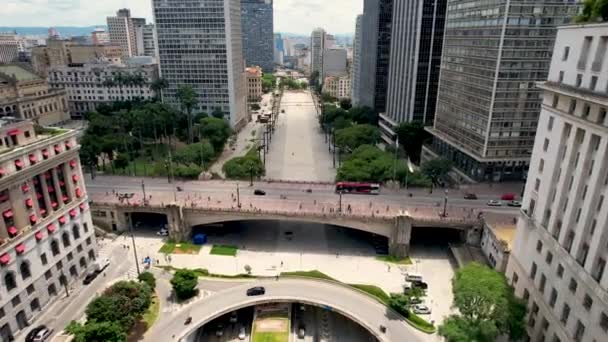 Cha Viaduct Bij Stadsgezicht Sao Paulo Brazilië Prachtig Landschap Van — Stockvideo