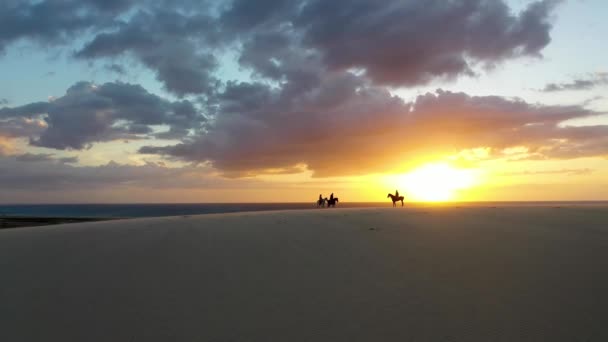 Jericoacoara Ceara巴西全景 风景秀丽的夏季沙丘海滩在著名的旅游胜地 蓝天和沙漠沙丘 — 图库视频影像