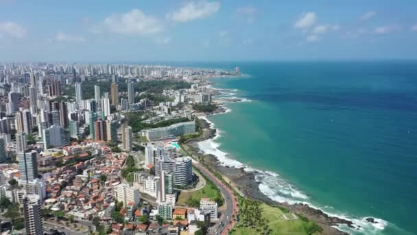 Cityscape Της Πολιτείας Σαλβαδόρ Της Bahia Βραζιλία Τροπική Πόλη Τουρισμού — Αρχείο Βίντεο