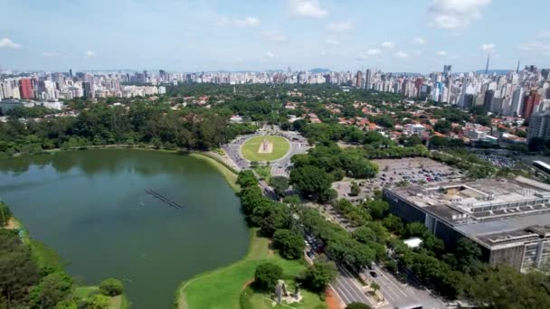 Ibirapuera Park Cityscape Sao Paulo Brazil Stunning Landscape Ibirapuera Park — Stock Video