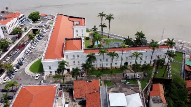 Panning Brett Landskap Historiska Byggnader Huvudstaden Maranhao Downtown Sao Luis — Stockvideo