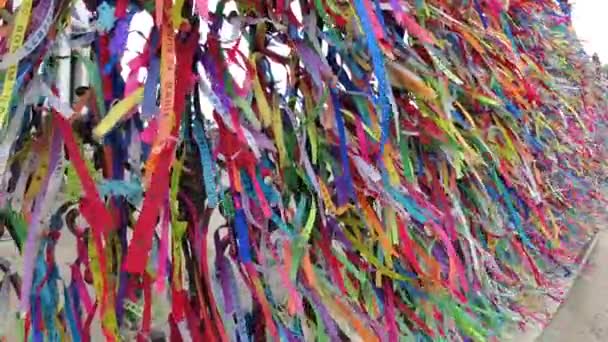 Religion Symbol Faith Symbol Colorful Ribbons Bonfim Church Salvador Bahia — Stock Video