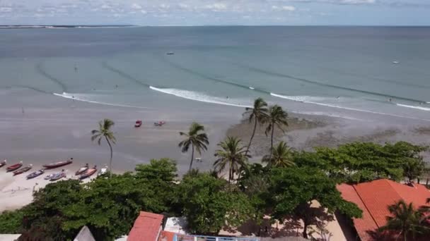 Jericoacoara Ceara Brazylia Krajobraz Lotu Ptaka Tropikalnej Scenerii Plażowej Dla — Wideo stockowe