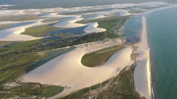Vista Aerea Panoramica Gerico Acoara Ceara Brasile Spiaggia Panoramica Dune — Video Stock