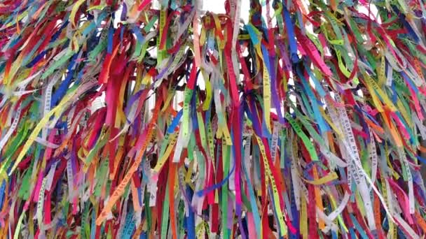 Symbol Religijny Symbol Wiary Kolorowe Wstążki Kościoła Bonfim Salvador Bahia — Wideo stockowe