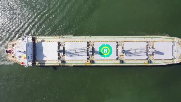Panning Wide Freight Ship Santos Port Harbor Brasil Navio Contentor — Vídeo de Stock