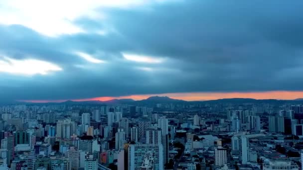 日没ダウンタウンの空中タイムラプス市 都市や交通風景の4K解像度の時間経過 サンパウロブラジル — ストック動画