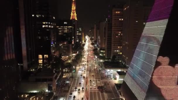 Нічний Пейзаж Центрі Сан Паулу Cityscape Sao Paulo Brazil Нічний — стокове відео