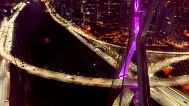 Nacht Het Centrum Van Sao Paulo Brazilië Downtown District Nachts — Stockvideo