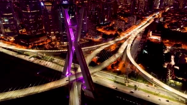 Nachtleven Het Centrum Van São Paulo Brazilië Stadsgezicht Van Sao — Stockvideo