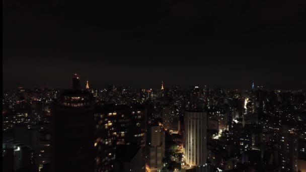 Noapte Centrul Oraşului Sao Paulo Brazilia Districtul Downtown Peisaj Viață — Videoclip de stoc