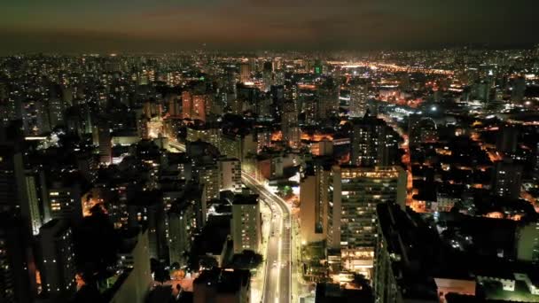 Nachtleven Het Centrum Van São Paulo Brazilië Stadsgezicht Van Sao — Stockvideo