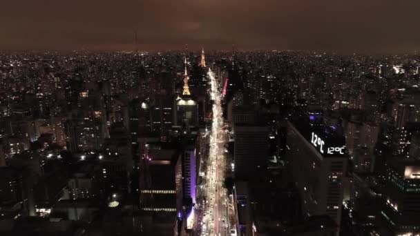 Paisagem Noturna Centro São Paulo Brasil Cidade São Paulo Brasil — Vídeo de Stock