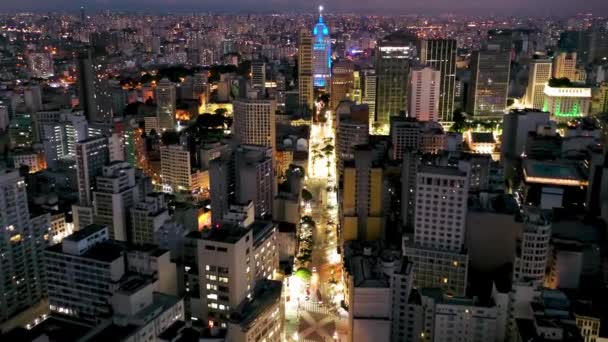 Paisagem Noturna Centro São Paulo Brasil Cidade São Paulo Brasil — Vídeo de Stock