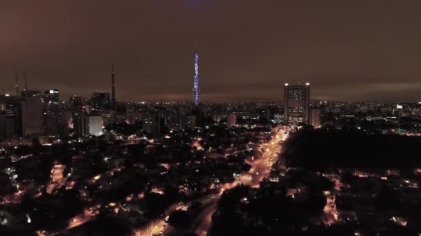 Panorama Notturno Centro San Paolo Brasile Paesaggio Urbano San Paolo — Video Stock