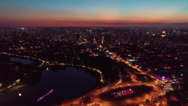 Sonnenuntergang Der Innenstadt Von Sao Paulo Brasilien Stadtviertel Bei Sonnenuntergang — Stockvideo