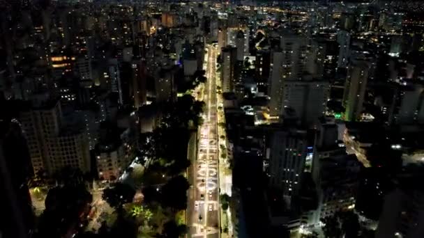 Nuit Centre Ville Sao Paulo Brésil Quartier Centre Ville Soir — Video