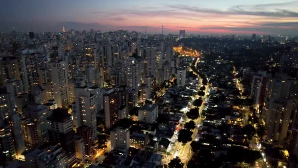 Paisagem Noturna Centro São Paulo Brasil Cidade São Paulo Brasil — Vídeo de Stock