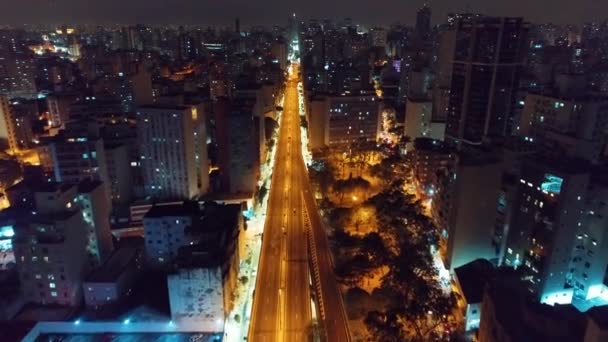 Nacht Het Centrum Van Sao Paulo Brazilië Downtown District Nachts — Stockvideo