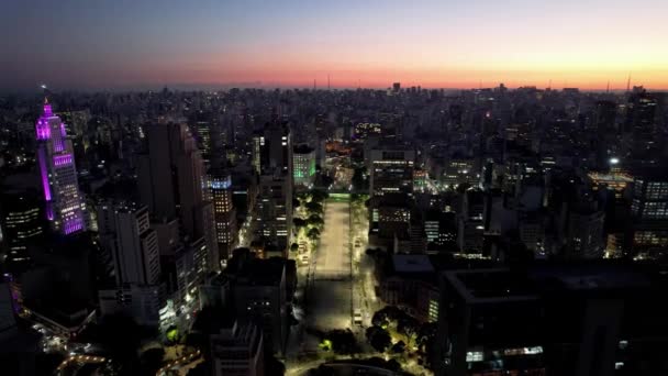 Apus Soare Centrul Orașului Sao Paulo Brazilia Districtul Downtown Apus — Videoclip de stoc