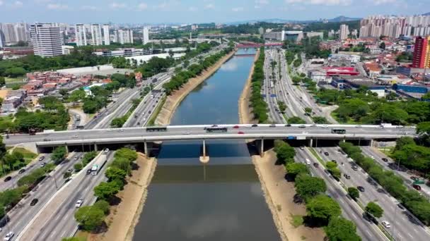 Escritórios Prédios Corporativos Estrada Tiete Centro São Paulo Brasil Distrito — Vídeo de Stock