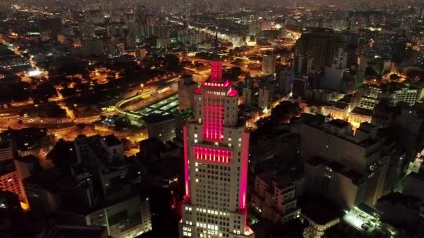 Gece Sao Paulo Brezilya Şehir Merkezinde Şehir Merkezinde Gece Hayatı — Stok video