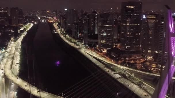 Noc Centrum Sao Paulo Brazylia Dzielnica Śródmieścia Nocnej Scenerii Życia — Wideo stockowe