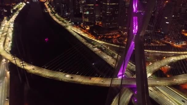 Nacht Het Centrum Van Sao Paulo Brazilië Downtown District Nachts — Stockvideo