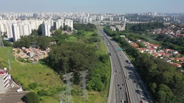 Sao Paulo Brezilya Şehir Merkezindeki Bandeirantes Otoyolu Nsanları Sao Paulo — Stok video