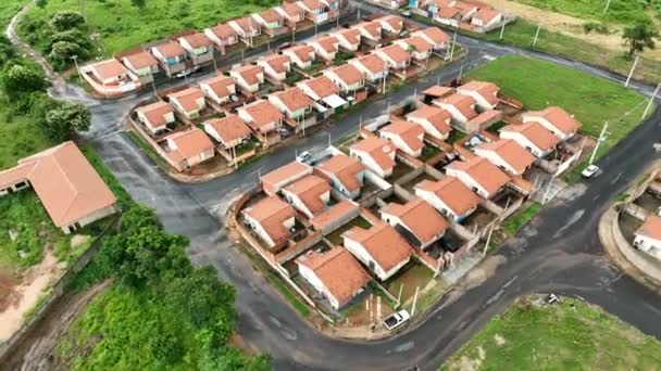 Habitação Casas Residenciais Populares Subúrbio Comunitário Habitação Popular Construção Habitação — Vídeo de Stock